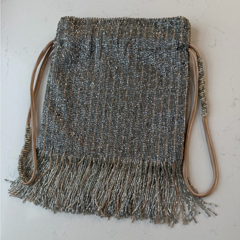 Zara Gold Beaded Fringe Drawstring Wristlet - Picture 8 of 8